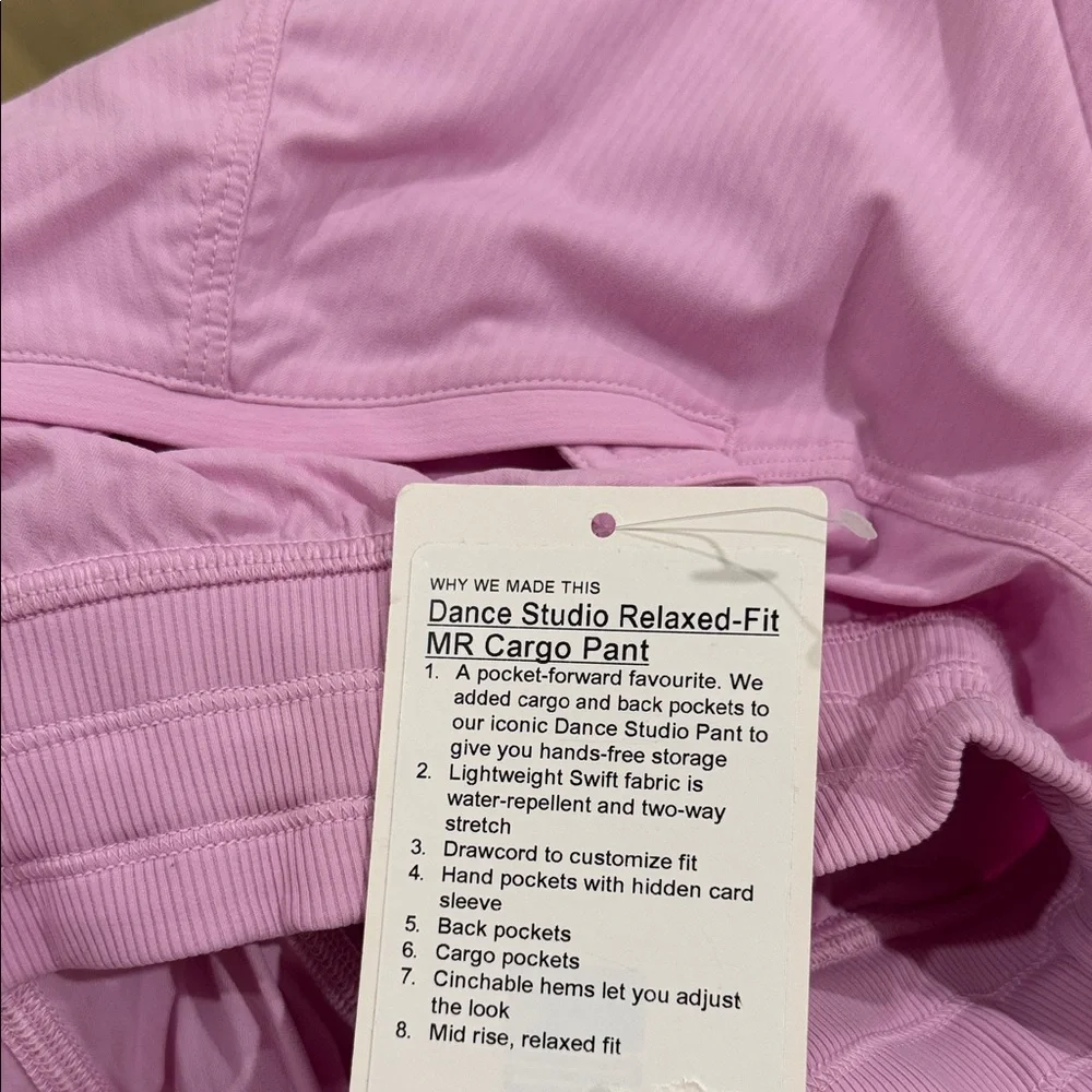 NWT Lululemon Athletica Light Pink/purple Dance Studio Relaxed fit Cargo Pants - Picture 6 of 10